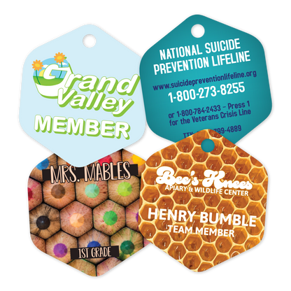 Custom Plastic 2.3" x 2.6" Hexagon Key Tags