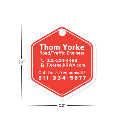 Custom Plastic 2.3" x 2.6" Hexagon Key Tags