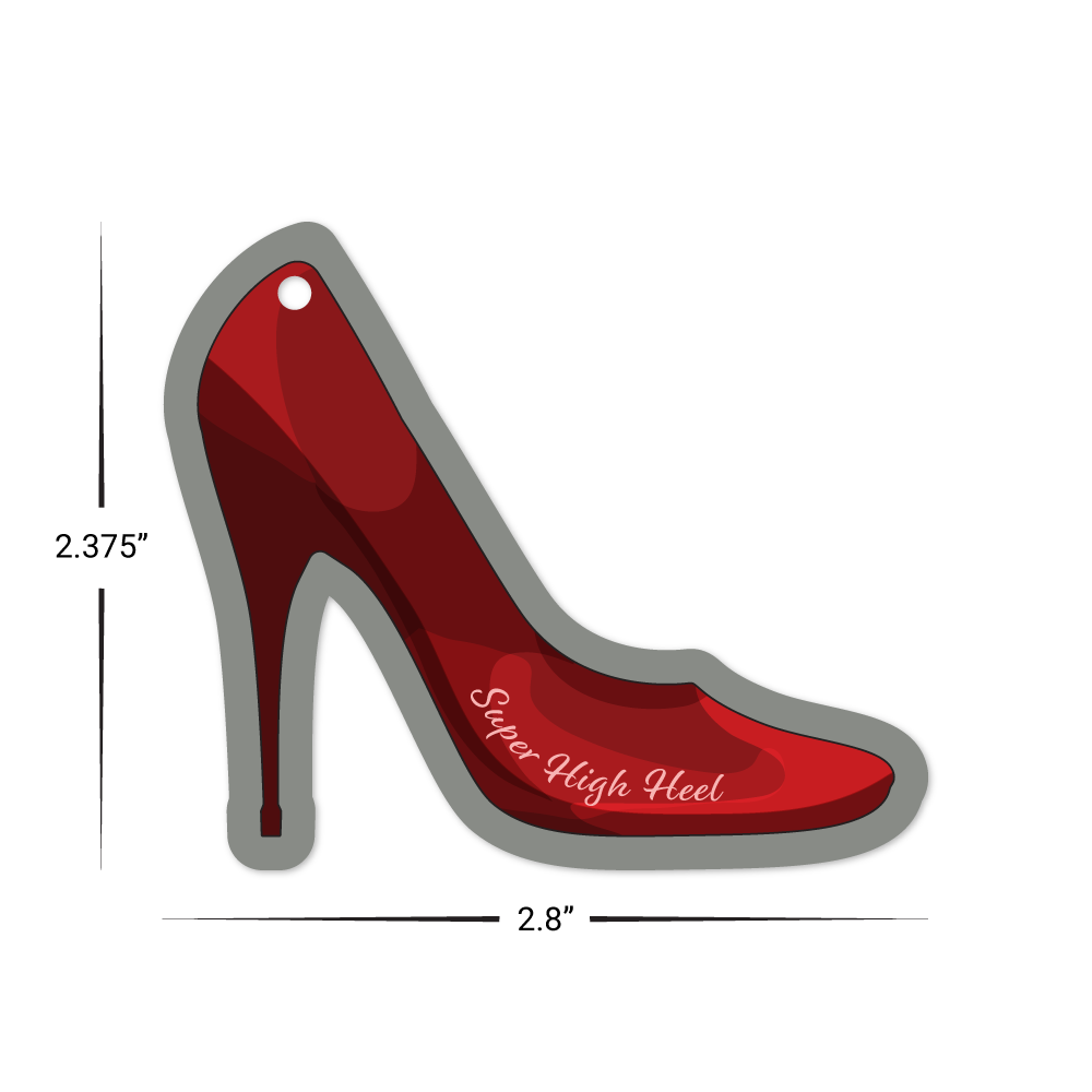 Custom Plastic 2.8" x 2.375" High Heel Shape Key Tags