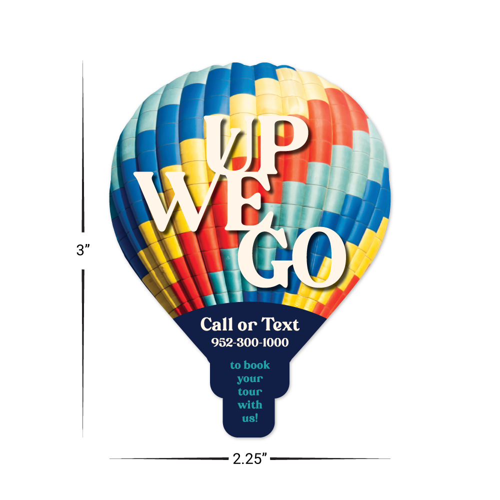 Custom Plastic 3" x 2.25" Hot Air Balloon Shape Cards