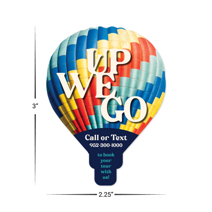 Custom Plastic 3" x 2.25" Hot Air Balloon Shape Cards