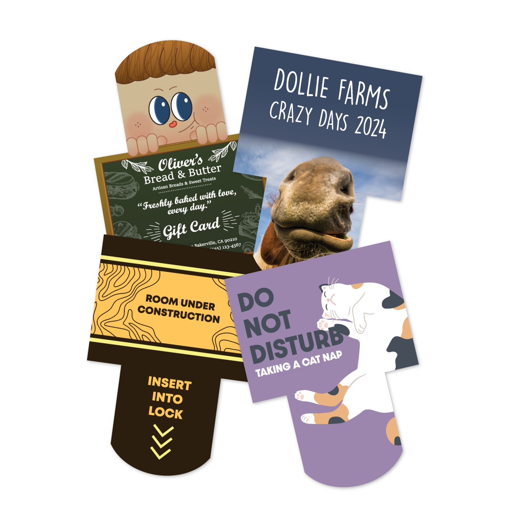 Custom Plastic 2.65" x 3.6" Door Insert Hotel Cards