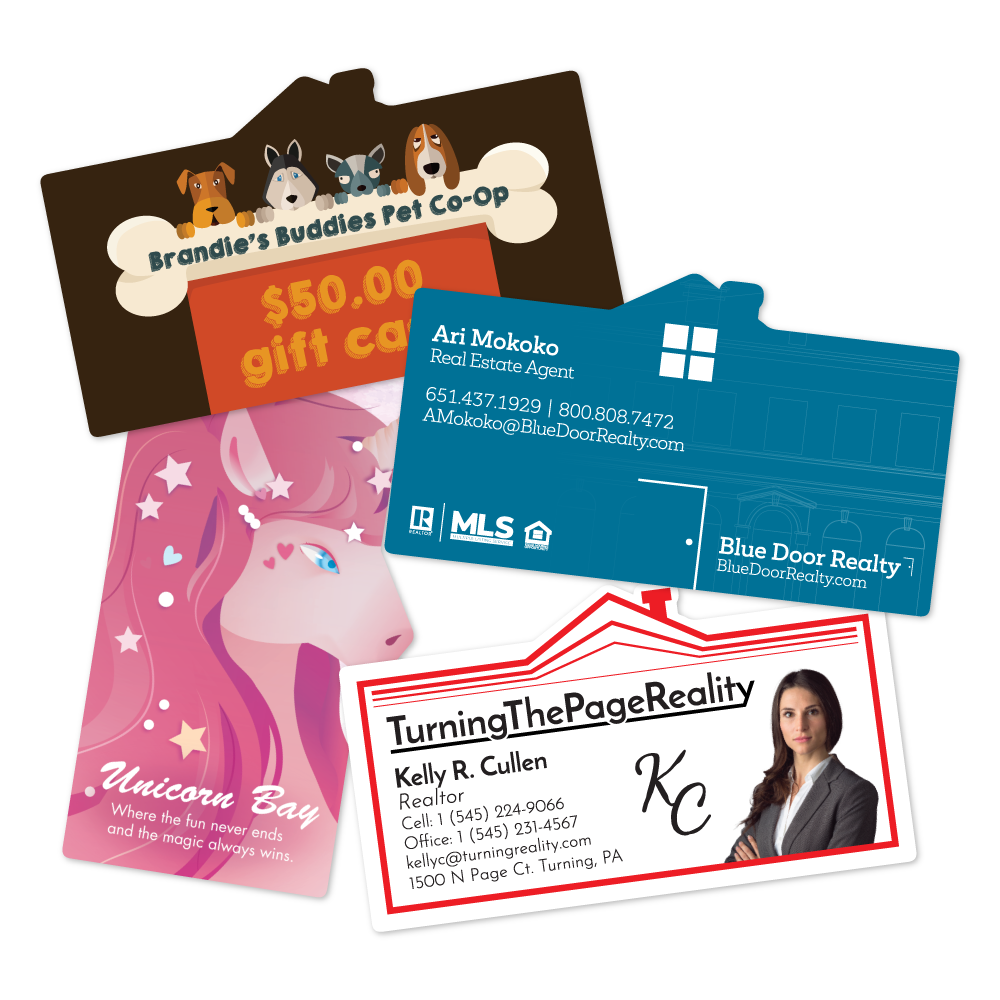 Custom Plastic 3.5" x 2" House Shape Cards