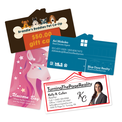 Custom Plastic 3.5" x 2" House Shape Cards