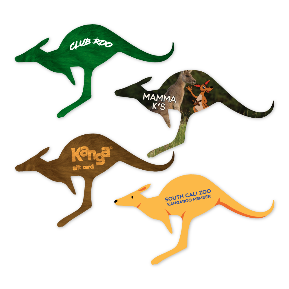 Custom Plastic 3.5" x 2" Kangaroo Shape Cards
