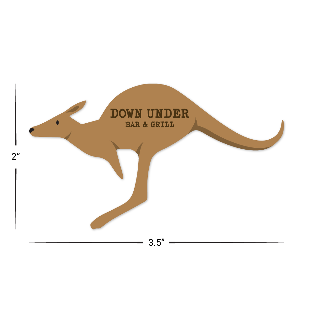 Custom Plastic 3.5" x 2" Kangaroo Shape Cards