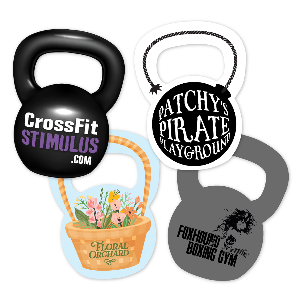 Custom Plastic 2.66" x 2" Kettlebell Key Tags