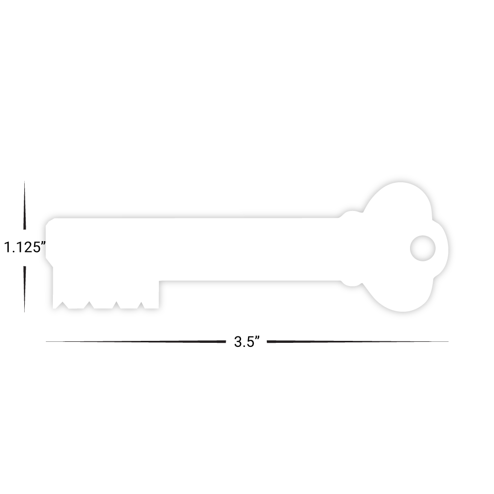 Custom Plastic 3.5" x 1.125" Key Shape Key Tags