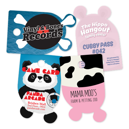 Custom Plastic 3.375" x 2.125" Rounded Balls Design Tags
