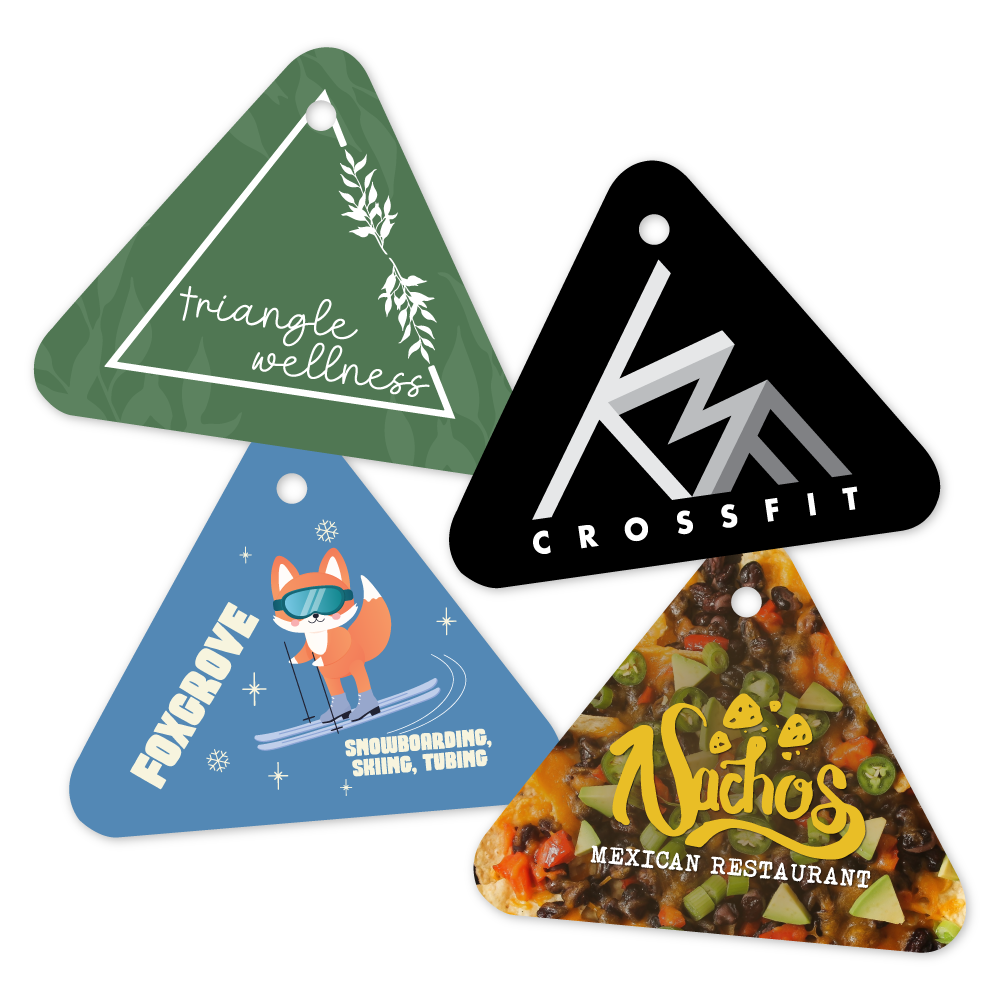 Custom Plastic 2" x 1.625" Triangle Key Tags