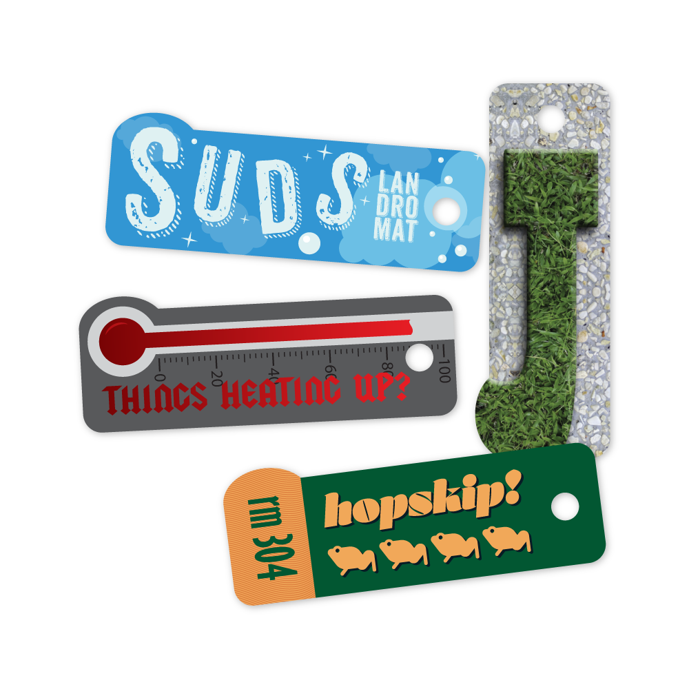 Custom Plastic 2.5" x .9" Key Tags with Bump