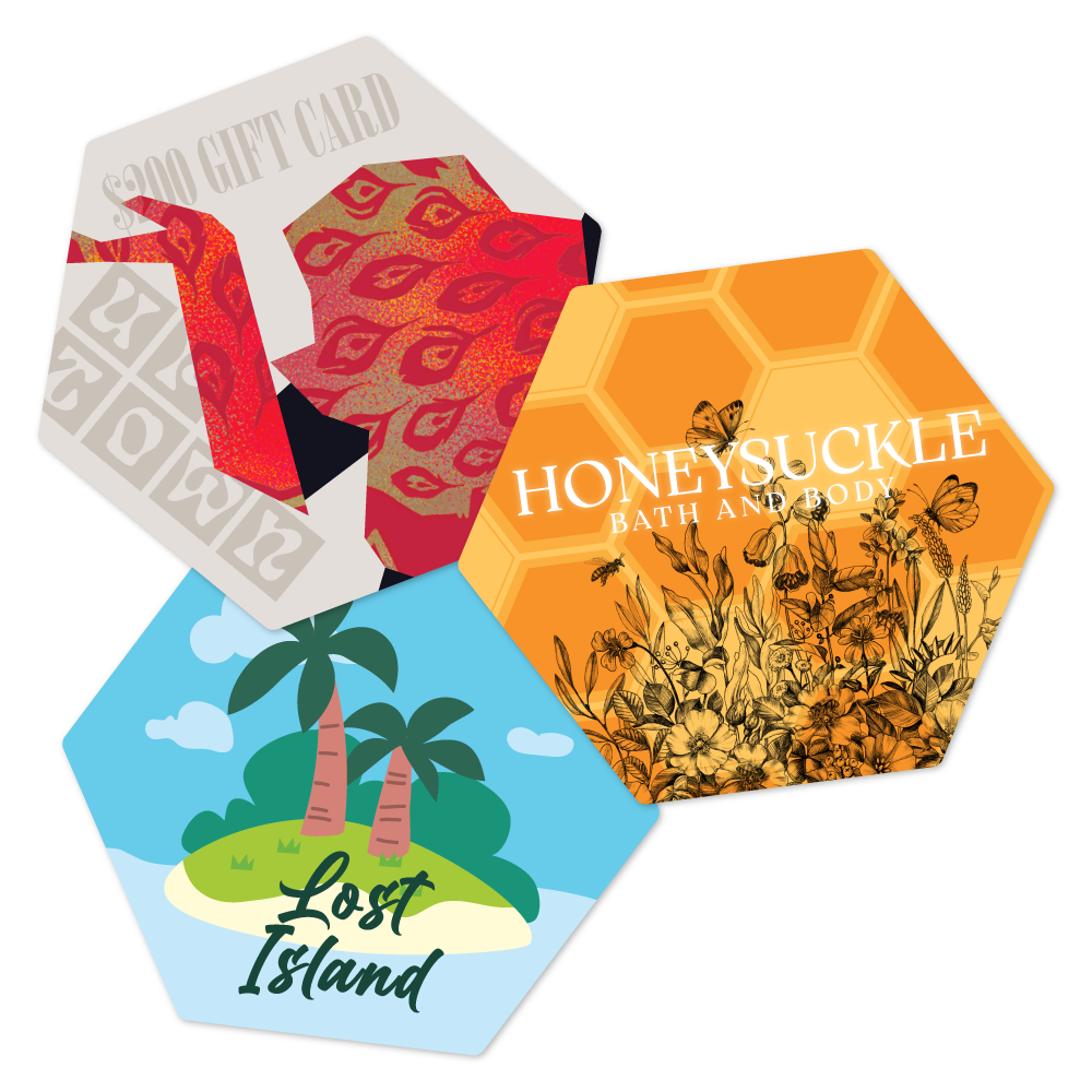 Custom Plastic 5" x 3.375" Hexagon Cards