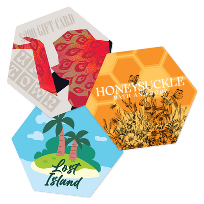 Custom Plastic 5" x 3.375" Hexagon Cards