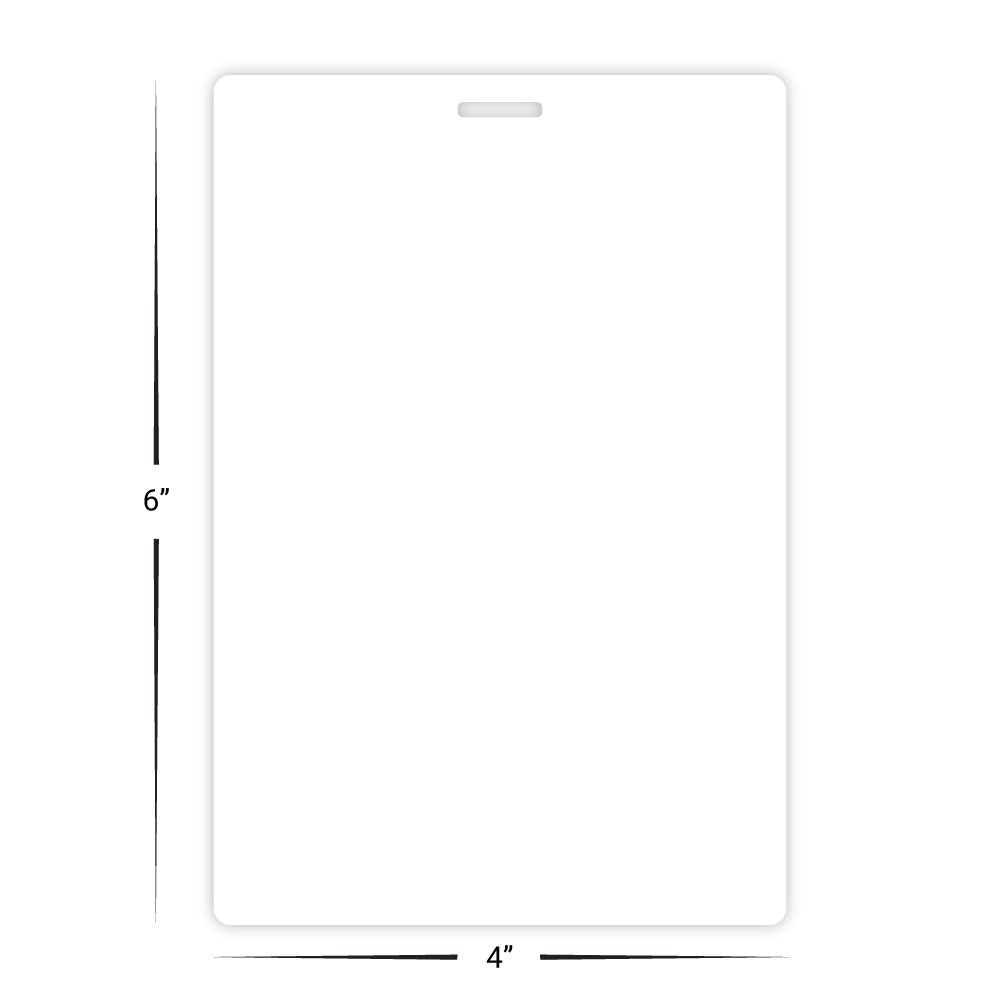 Custom Plastic 4.125" x 6.125" Large Badges