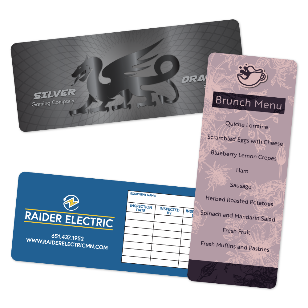 Custom Plastic 3.5" x 9" Rounded Corners Menu