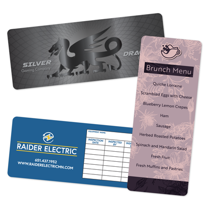 Custom Plastic 3.5" x 9" Rounded Corners Menu
