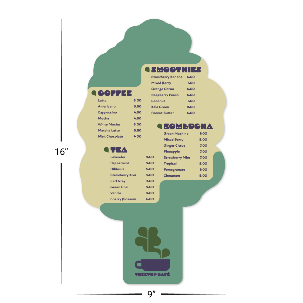 Custom Plastic 9" x 16" Large Tree Shape Signage