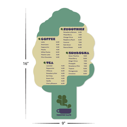 Custom Plastic 9" x 16" Large Tree Shape Signage