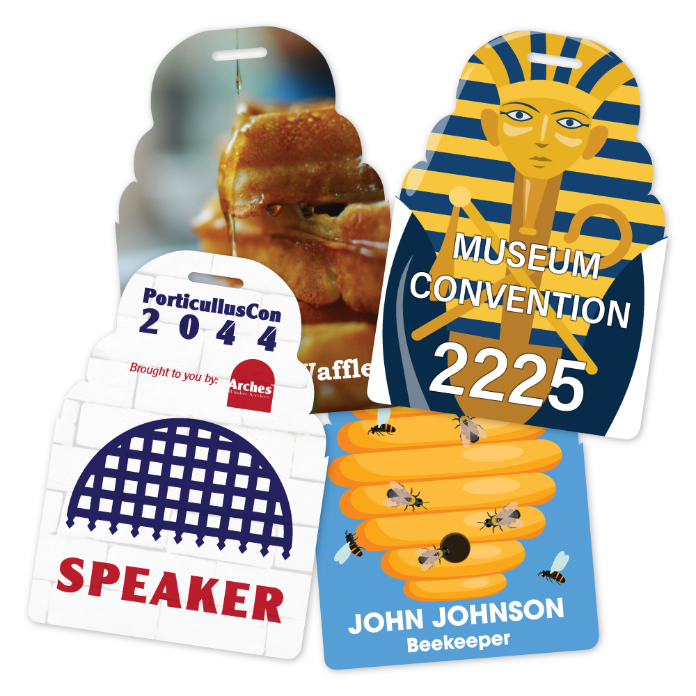 Custom Plastic 3" x 4.25" Large Rounded Top Badges
