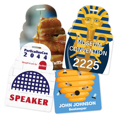Custom Plastic 3" x 4.25" Large Rounded Top Badges