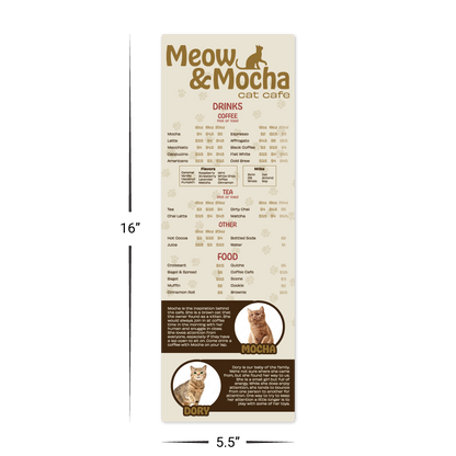 Custom Menu/Drink Menu - 5.5" x 16"