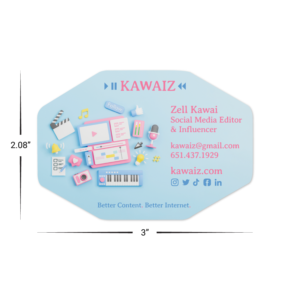 Custom Plastic 3" x 2.08" Octagon Cards