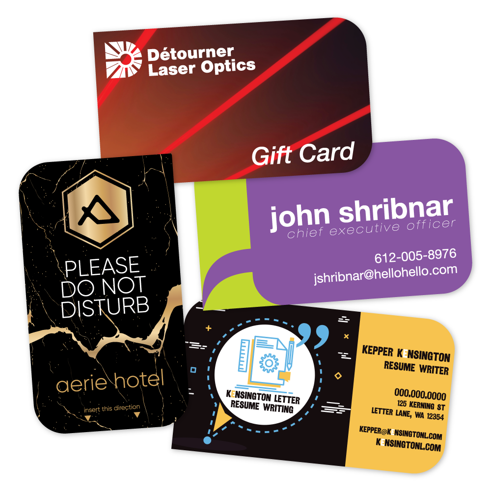 Custom Plastic 3.5" x 2" One Square Corner Cards