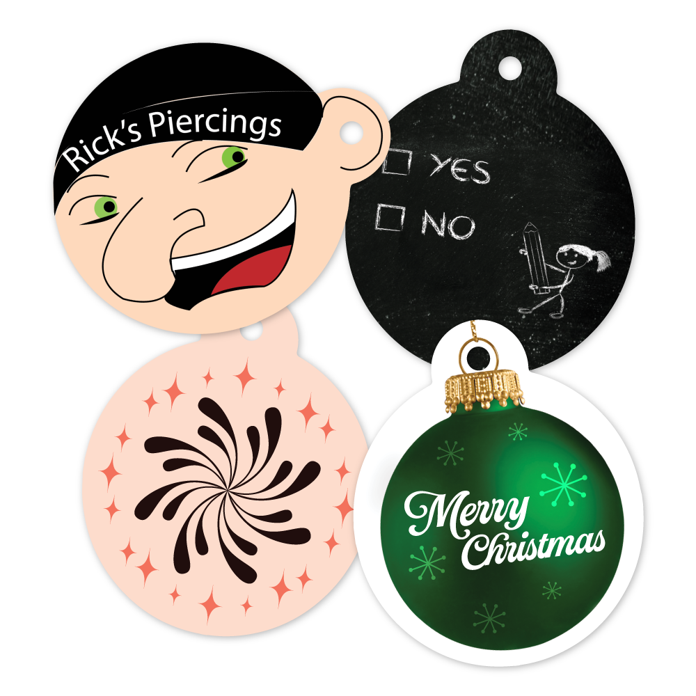 Custom Plastic 2.5" x 3" Ornament Shape Tags