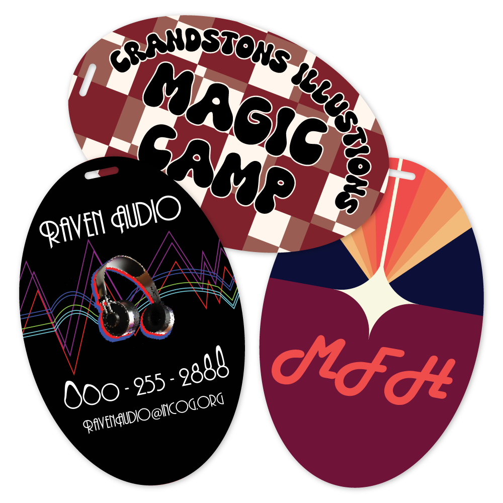 Custom Plastic 3.3" x 5" Oval Shape Luggage Tag