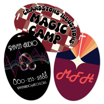 Custom Plastic 3.3" x 5" Oval Shape Luggage Tag