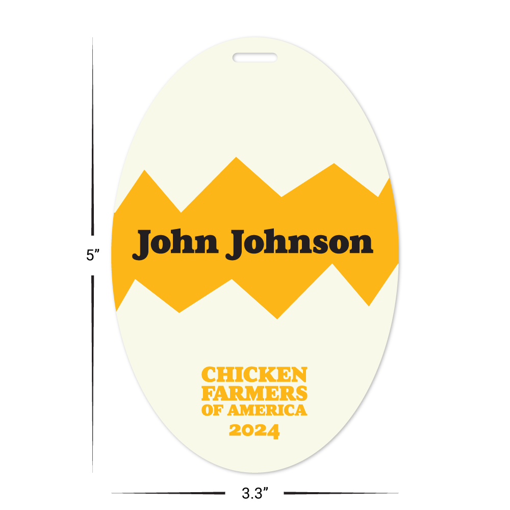 Custom Plastic 3.3" x 5" Oval Shape Luggage Tag