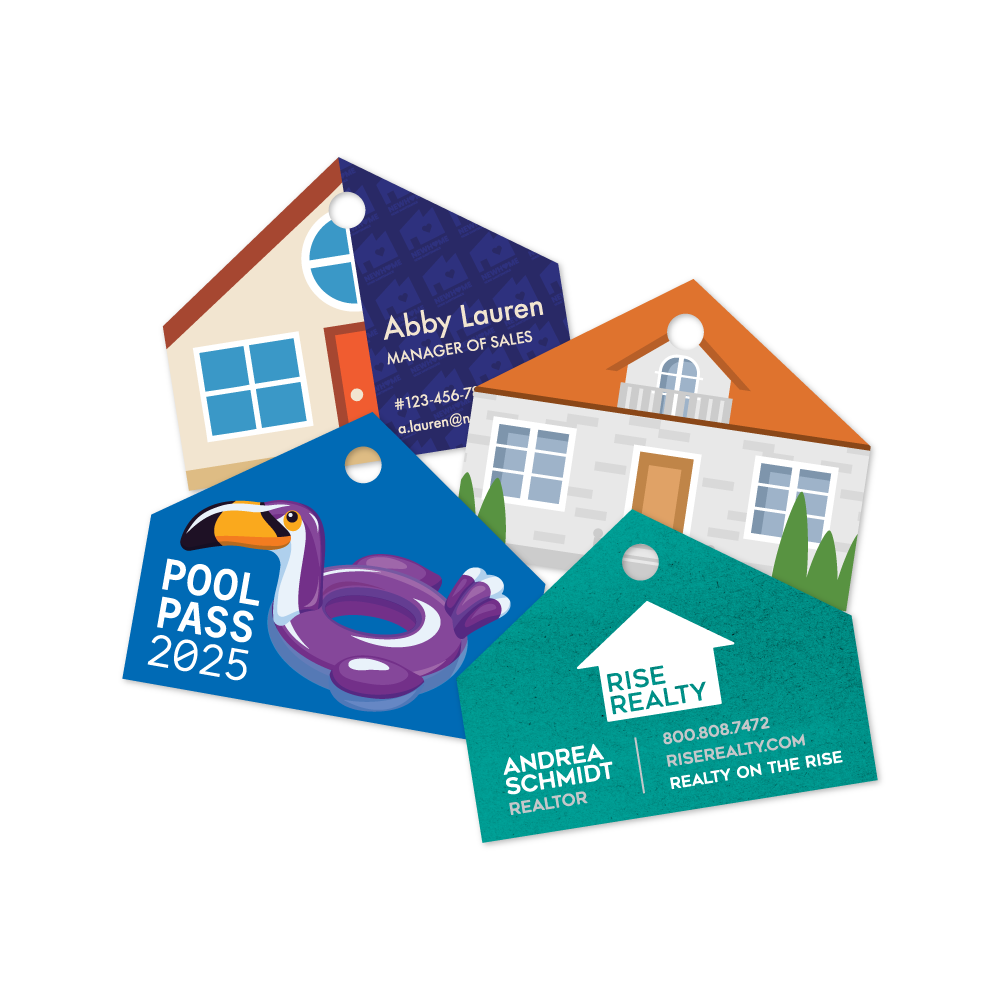 Custom Plastic 2.125" x 1.625" House Shape Key Tags