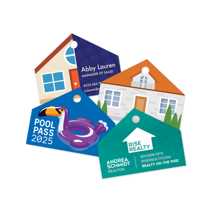 Custom Plastic 2.125" x 1.625" House Shape Key Tags