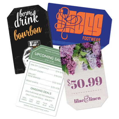 Custom Plastic 3.4" x 2.14 Price Tag Shape Cards