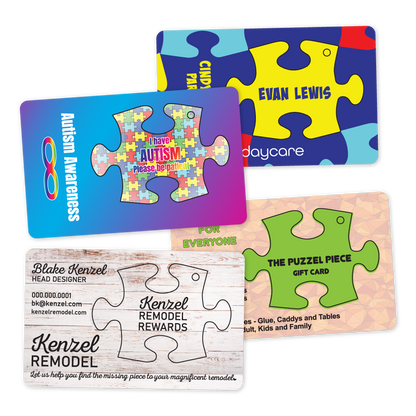 Custom Plastic 3.375" x 2.125" Cards with Punch-Out Puzzle Piece Key Tag