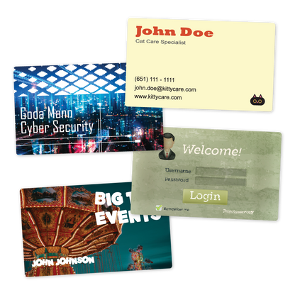 Custom Plastic 3.937" x 2.3622" Square Corner Cards