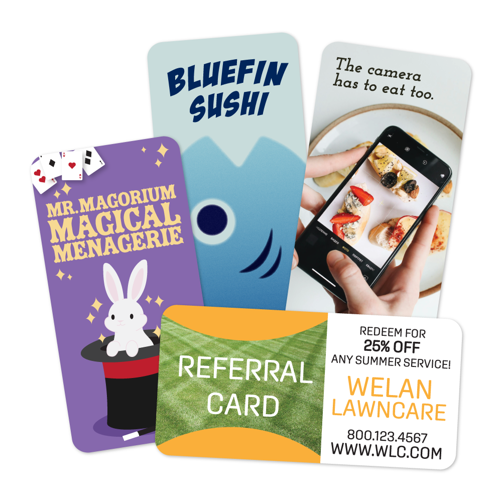 Custom Plastic 3.5" x 1.75" Rounded Corner Cards