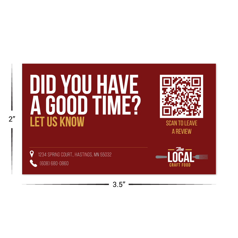 Custom 2" x 3.5" Paper Review Card