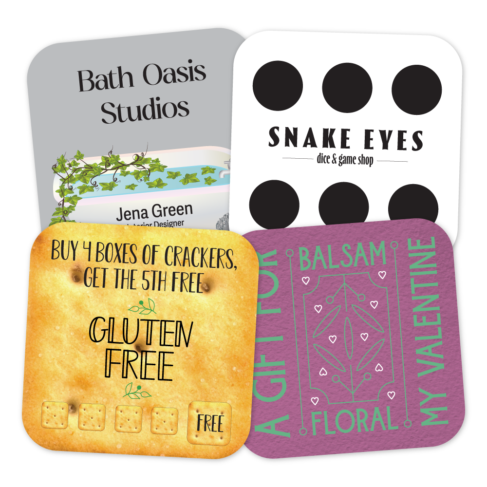 Custom Plastic 2.5" x 2.5" Rounded Square Cards