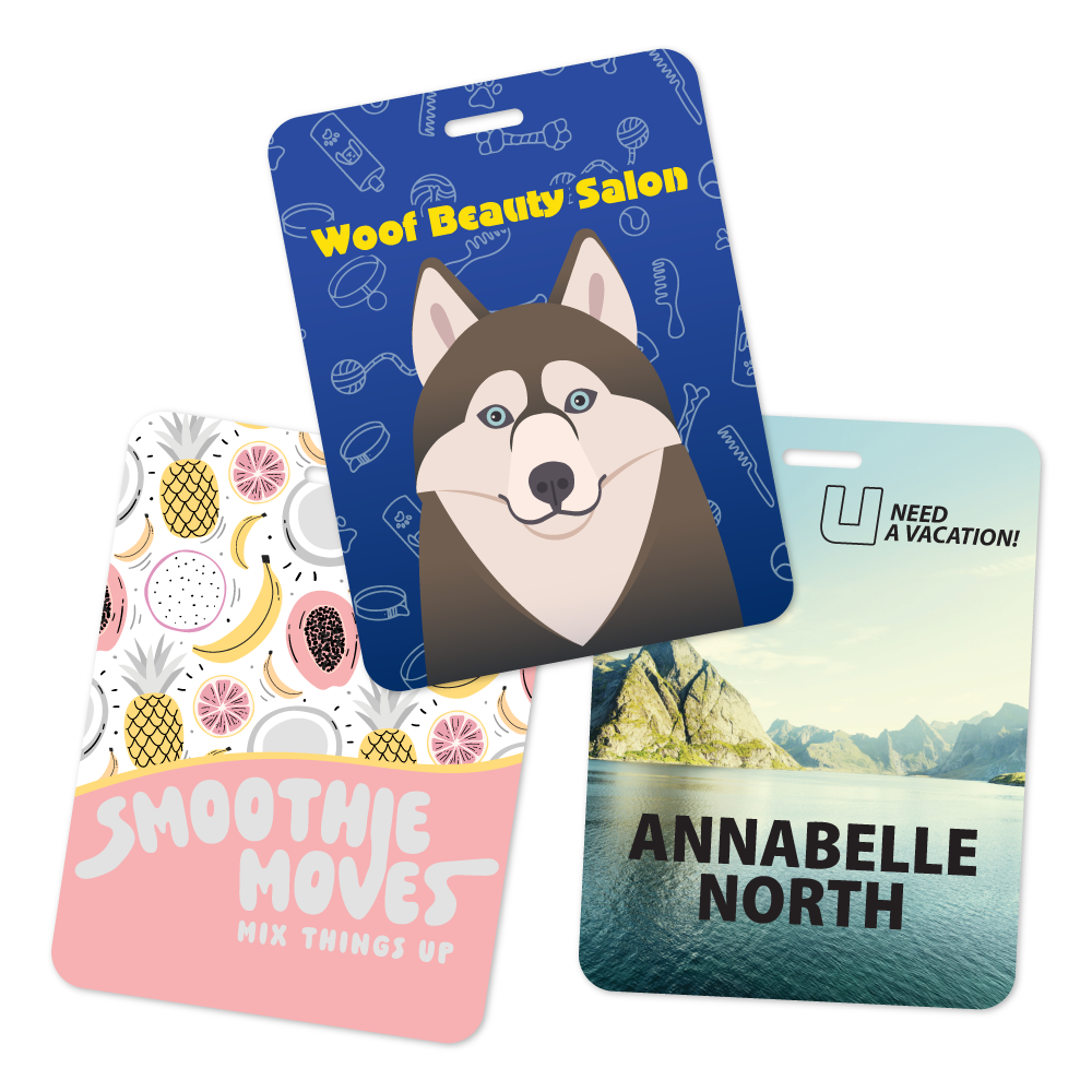 Custom Plastic 3" x 4" Vertical Rounded Corner Badges
