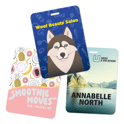 Custom Plastic 3" x 4" Vertical Rounded Corner Badges
