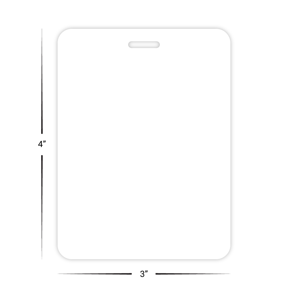Custom Plastic 3" x 4" Vertical Rounded Corner Badges