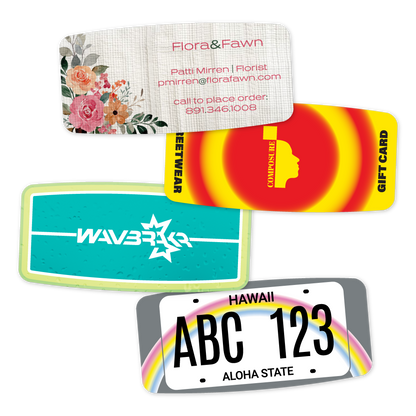 Custom Plastic 3.5" x 1.67" Curved Rectangle Cards