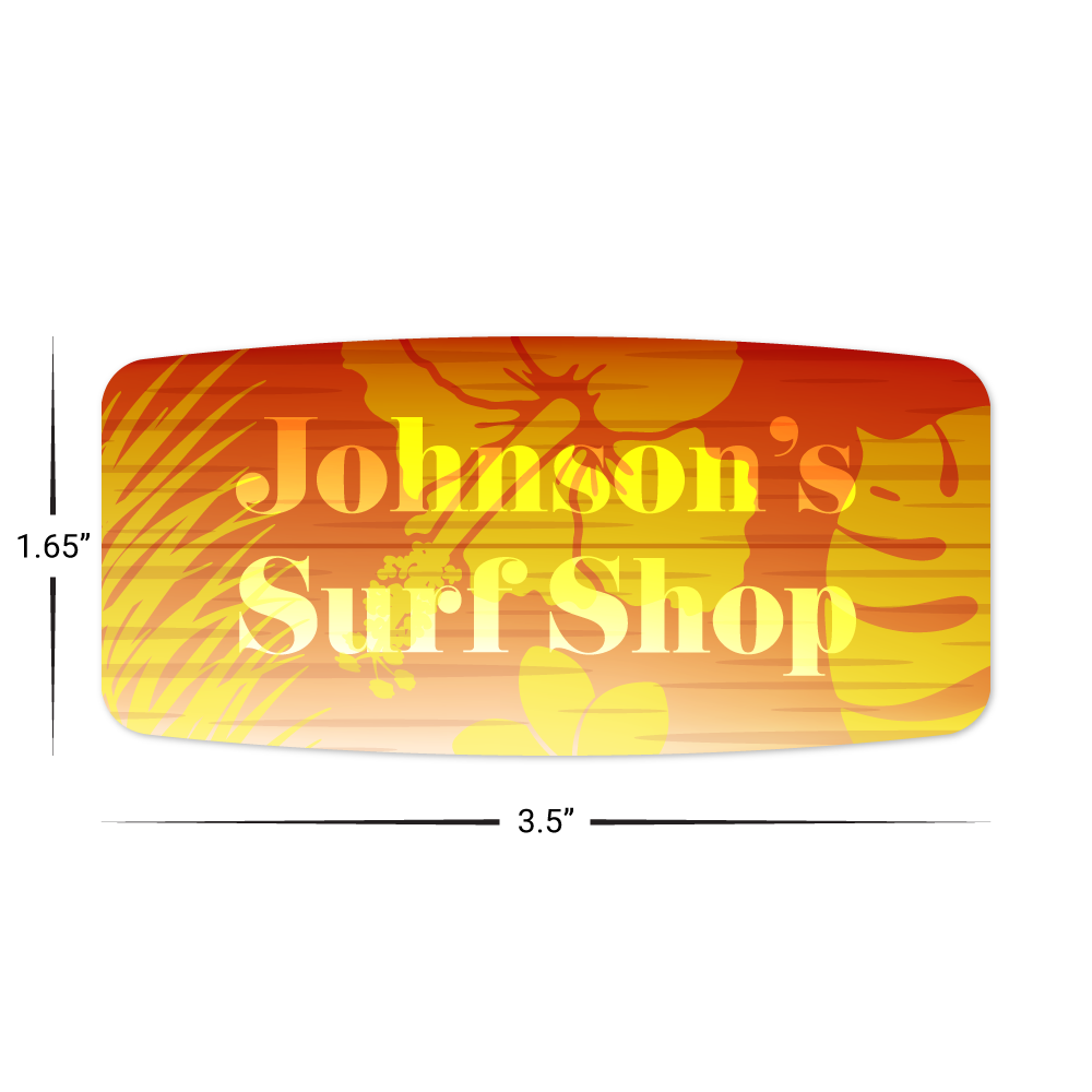 Custom Plastic 3.5" x 1.67" Curved Rectangle Cards