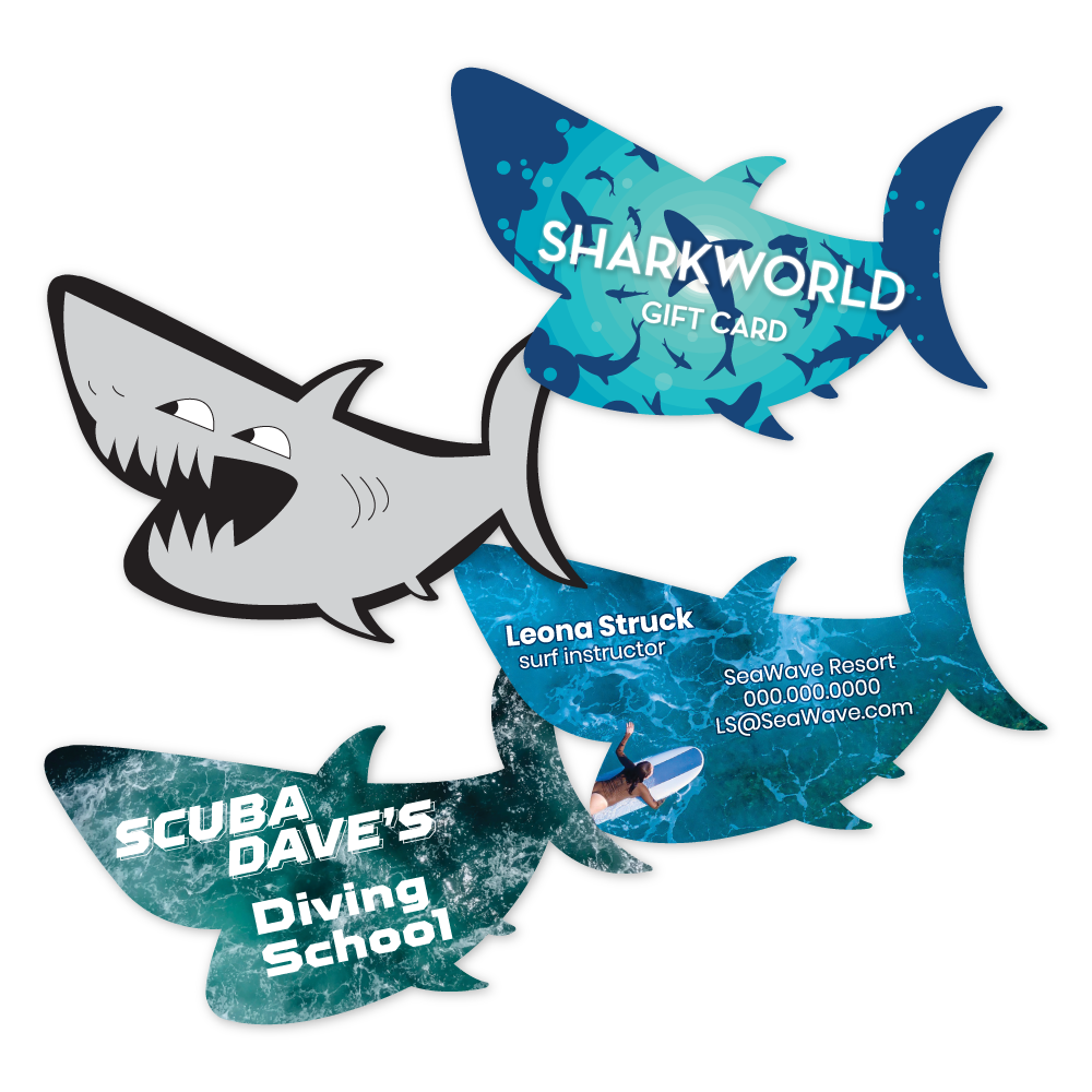 Custom Plastic 3.375" x 2.125" Shark Cards