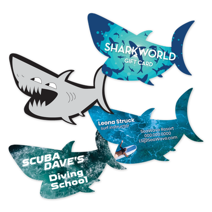 Custom Plastic 3.375" x 2.125" Shark Cards