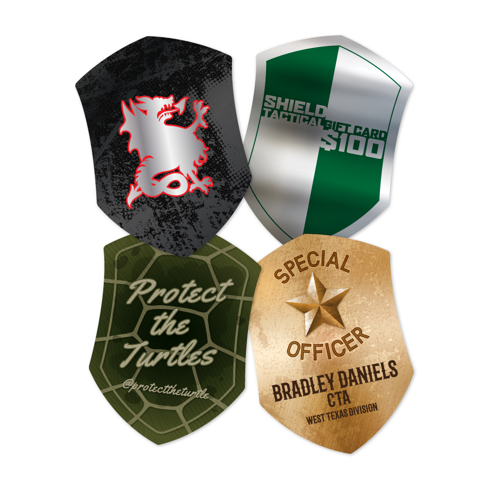 Custom Plastic 3" x 2.125" Shield Shape Cards