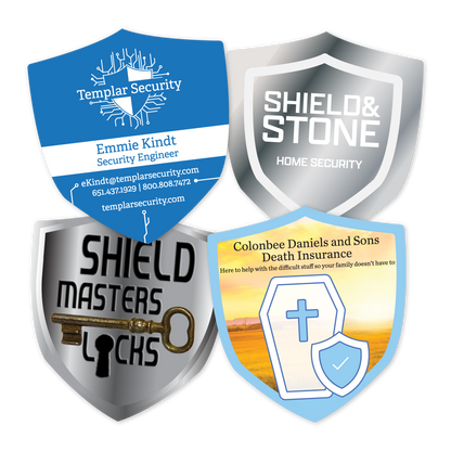 Custom Plastic 2.5" x 2.75" Shield Cards