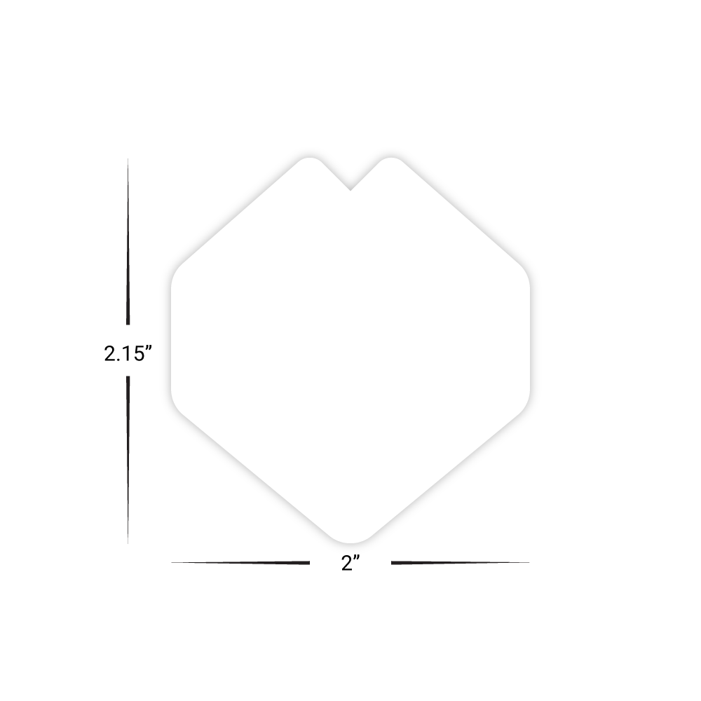 Custom Plastic 2" x 2.15" Small Pointed Cards