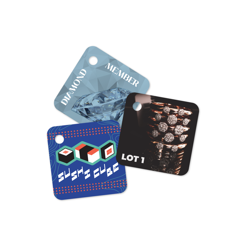 Custom Plastic 1.5" Square Key Tags